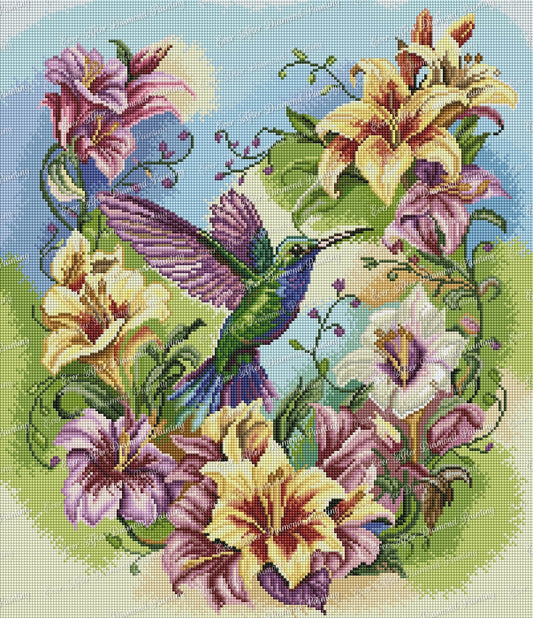 A Hummingbird Among Lilies by Annie Reyes