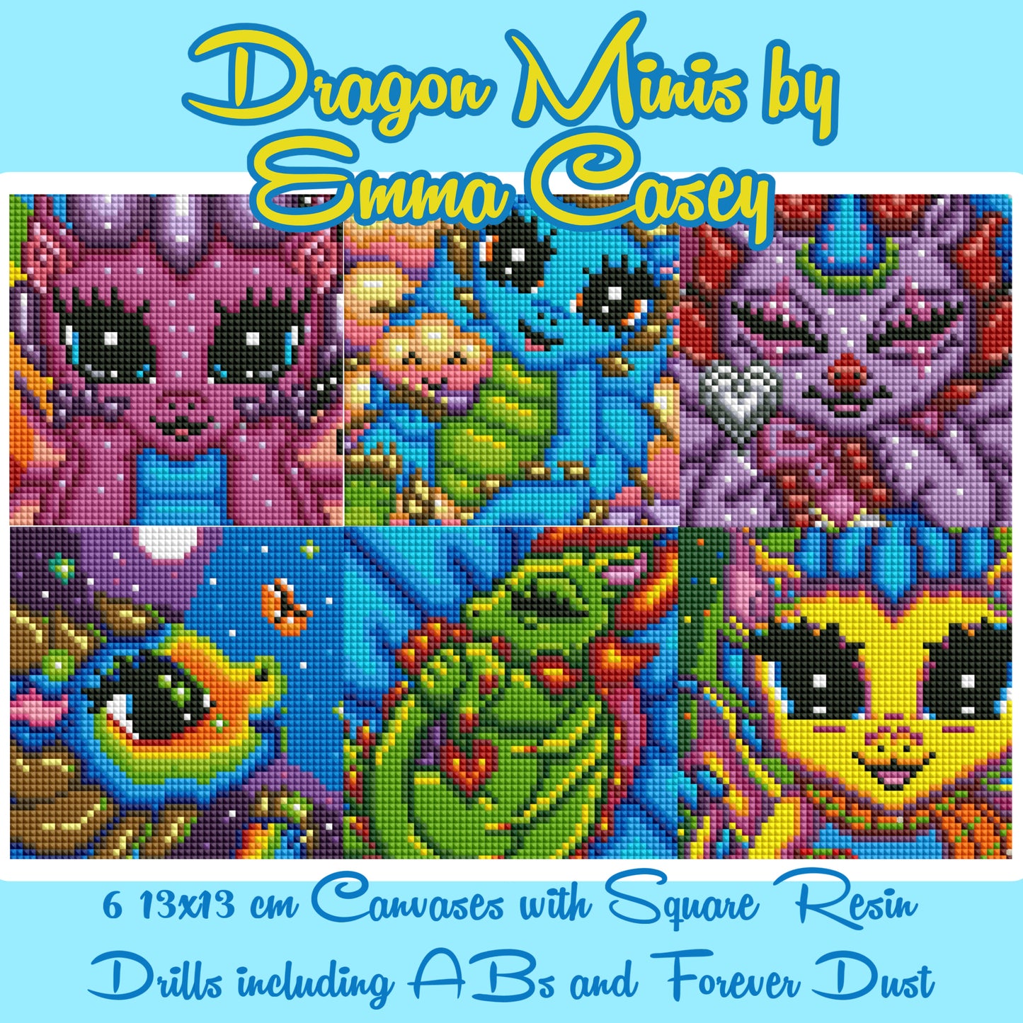Rainbow Dragons Mini Set Featuring the Art Work of Emma Casey